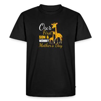 Our First Son & Mommy Mothers’s Day Giraffe Mom - T-shirt Premium bio Homme - noir - Devant - Nico (187cm)
