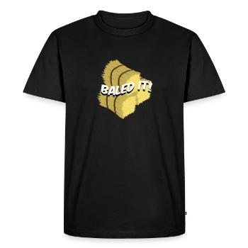 Agriculture motif with saying straw bales farmer - Men's Premium Organic T-Shirt - black - Front - Nico (187cm)
