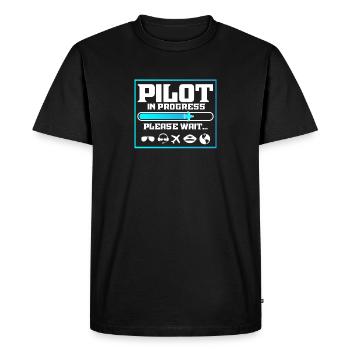 Pilot In Progress Funny Flight School Student - Men's Premium Organic T-Shirt - black - Front - Nico (187cm)