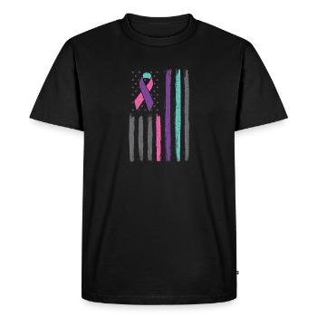 Thyroid cancer ribbon us flag thyroid cancer - Men's Premium Organic T-Shirt - black - Front - Nico (187cm)