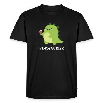 Vinosaur gift saying party alcohol wine - Men's Premium Organic T-Shirt - black - Front - Nico (187cm)