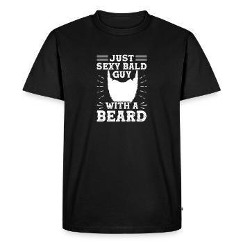 Homme chauve barbu - T-shirt Premium bio Homme - noir - Devant - Nico (187cm)