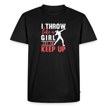 Je lance Lika A Girl Shut Putter Athlétisme - T-shirt Premium bio Homme - noir - Devant - Nico (187cm)