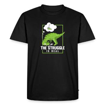 The Struggle Is Real Sword Fighting Dinosaur - T-shirt Premium bio Homme - noir - Devant - Nico (187cm)