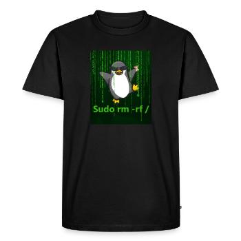 Pinguin Linux Sudo - Männer Premium Bio T-Shirt - Schwarz - Vorne - Nico (187cm)