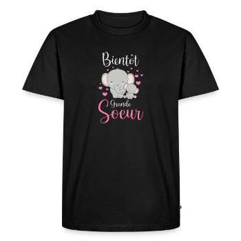 Enfant, Future Grande Soeur Bientôt Grande Soeur - T-shirt Premium bio Homme - noir - Devant - Nico (187cm)