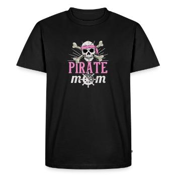 Pirate Mom Caribbean Freebooter Skull Mother - Men's Premium Organic T-Shirt - black - Front - Nico (187cm)