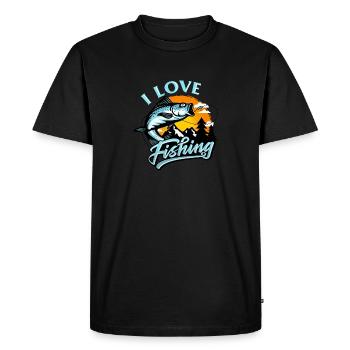 Pêcher les poissons aiment pêcher - T-shirt Premium bio Homme - noir - Devant - Nico (187cm)