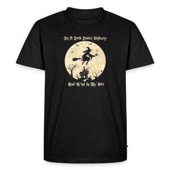 On A Dark Desert Highways Witch Riding Brooms - Men's Premium Organic T-Shirt - black - Front - Nico (187cm)