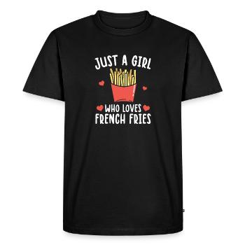 Just A Girl Who Loves French Fries Pommes Frites - Men's Premium Organic T-Shirt - black - Front - Nico (187cm)
