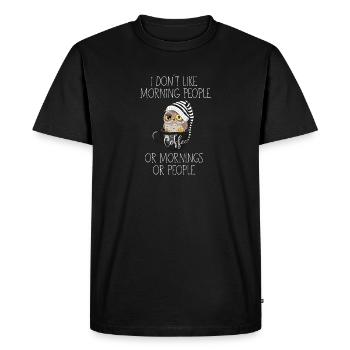 I don’t like morning people café hibou - T-shirt Premium bio Homme - noir - Devant - Nico (187cm)