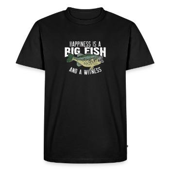 Happiness is a big fish and a witness - Men's Premium Organic T-Shirt - black - Front - Nico (187cm)