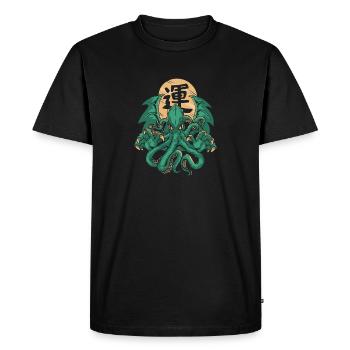 Anime Cthulhu drôle film krake science mer - T-shirt Premium bio Homme - noir - Devant - Nico (187cm)
