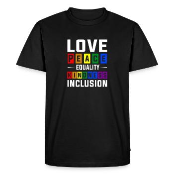 LGBTQ aime la paix égalité gentillesse inclusion - T-shirt Premium bio Homme - noir - Devant - Nico (187cm)