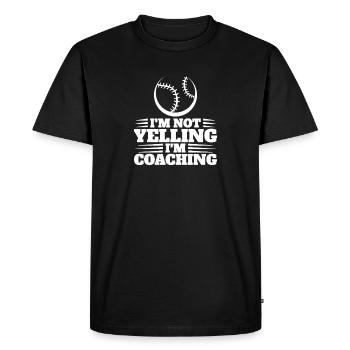 Je ne crie pas que j’entraîne le baseball - T-shirt Premium bio Homme - noir - Devant - Nico (187cm)