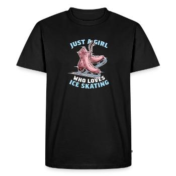 Just a girl who loves ice skating ice art run - Men's Premium Organic T-Shirt - black - Front - Nico (187cm)