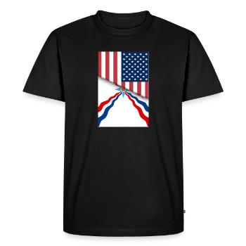 USA Assyria Assyrian Flag Dual Citizen American - Men's Premium Organic T-Shirt - black - Front - Nico (187cm)