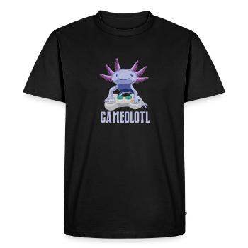 Axolotl Gamer Gameolotl Amphibian Jeux - T-shirt Premium bio Homme - noir - Devant - Nico (187cm)