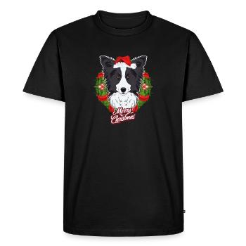 Border Collie Lover I Joyeux Noël Border - T-shirt Premium bio Homme - noir - Devant - Nico (187cm)