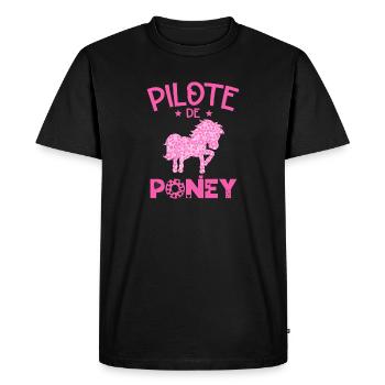 Pilote De Poney Humour Cadeau Équitation Cavalière - T-shirt Premium bio Homme - noir - Devant - Nico (187cm)