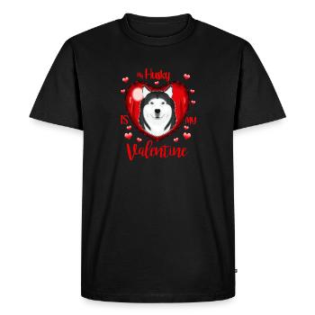 Mon Husky est mon Valentin I Husky - T-shirt Premium bio Homme - noir - Devant - Nico (187cm)