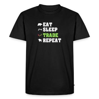 Manger Sleep Trade Trader répétitif Trader Traden - T-shirt Premium bio Homme - noir - Devant - Nico (187cm)