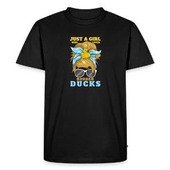 Women Bath Duckie Just A Girl Who Loves Rubber Duc - Men's Premium Organic T-Shirt - black - Front - Nico (187cm)