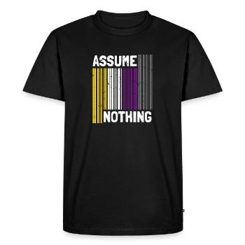 Nonbinary I LGBT Pride I Flag Barcode I Assume - Men's Premium Organic T-Shirt - black - Front - Nico (187cm)