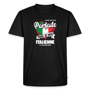 Je ne suis pas parfaite mais italienne humour ital - T-shirt Premium bio Homme - noir - Devant - Nico (187cm)
