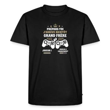 Nouveau Grand Frère Gamer Je vais être Grand Frère - T-shirt Premium bio Homme - noir - Devant - Nico (187cm)