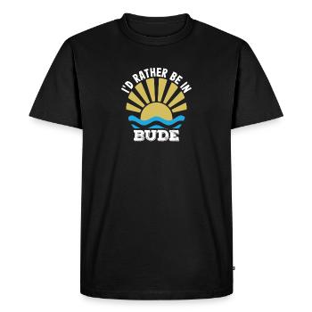 Vacances Royaume-Uni - Cornouailles - Je préfère être à Bude - T-shirt Premium bio Homme - noir - Devant - Nico (187cm)