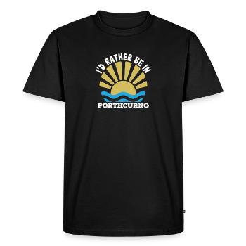 Royaume-Uni - Cornouailles - Je préfère être à Porthcurno - T-shirt Premium bio Homme - noir - Devant - Nico (187cm)