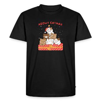 Meowy Catmas Joyeux Chat Noël - T-shirt Premium bio Homme - noir - Devant - Nico (187cm)