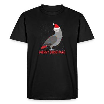Joyeux Noël Santa Grey Parrot String lumières - T-shirt Premium bio Homme - noir - Devant - Nico (187cm)