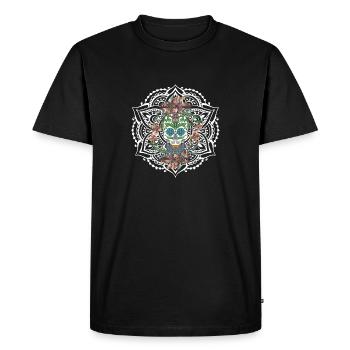Sugar Skull Print - Men's Premium Organic T-Shirt - black - Front - Nico (187cm)