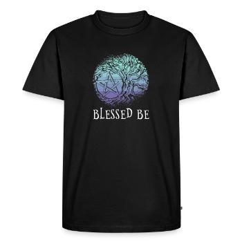 Arbre de Vie I Wiccan I Pentacle I Pentagram I - T-shirt Premium bio Homme - noir - Devant - Nico (187cm)