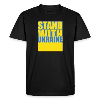 STAND WITH UKRAINE Drapeau De L'Ukraine - T-shirt Premium bio Homme - noir - Devant - Nico (187cm)