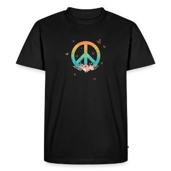Faites la paix et non la guerre - Logo de la paix avec Rose - T-shirt Premium bio Homme - noir - Devant - Nico (187cm)