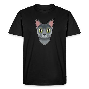 Cat Lover I Cat Face I Chat bleu russe - T-shirt Premium bio Homme - noir - Devant - Nico (187cm)