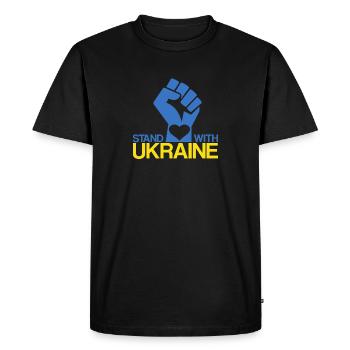STAND WITH UKRAINE Je Soutien L'Ukraine - T-shirt Premium bio Homme - noir - Devant - Nico (187cm)
