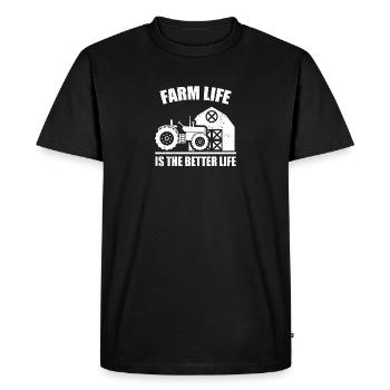 La vie à la ferme est la meilleure vie Tracteur Rancher Bœuf - T-shirt Premium bio Homme - noir - Devant - Nico (187cm)