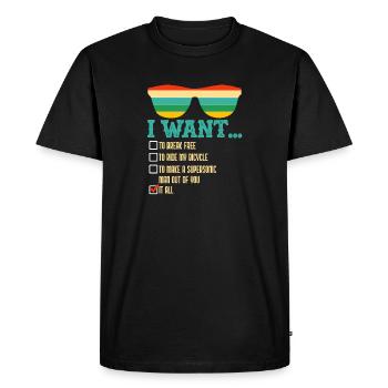 I Want To Break Free To Ride My Bicycle It All - Men's Premium Organic T-Shirt - black - Front - Nico (187cm)