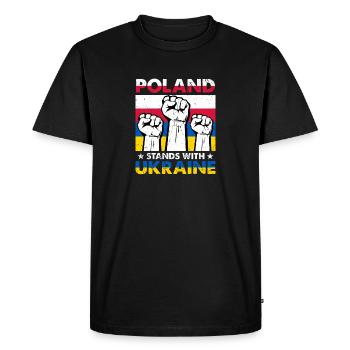 I Stand With Ukraine Poland Stands With Ukraine - Men's Premium Organic T-Shirt - black - Front - Nico (187cm)