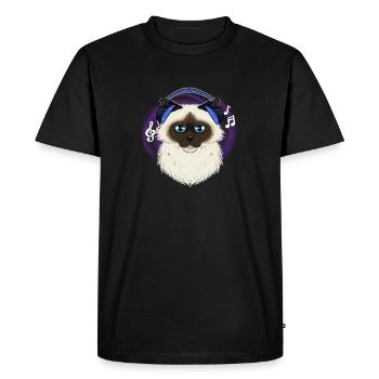 Mignon Birman Cat I Music Lover I Casque - T-shirt Premium bio Homme - noir - Devant - Nico (187cm)