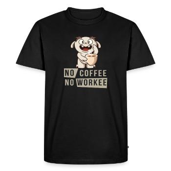 Pas de café Pas de Workee - pas de café pas de travail - T-shirt Premium bio Homme - noir - Devant - Nico (187cm)
