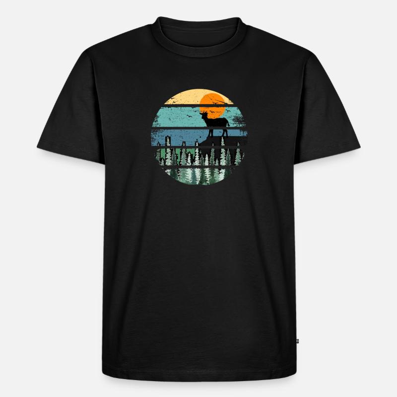 Retro Howling Wolf Wild - Männer Premium Bio T-Shirt - Schwarz