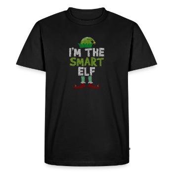 I Am The Smart Elf Christmas Merch - Men's Premium Organic T-Shirt - black - Front - Nico (187cm)