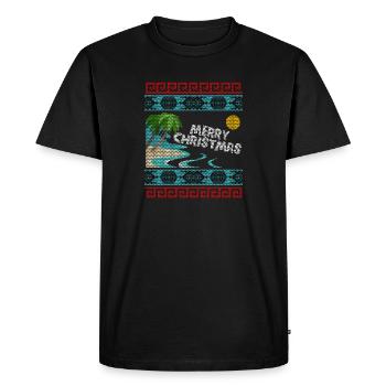 Merry Christmas Beach Vacation Holiday Sweater - Men's Premium Organic T-Shirt - black - Front - Nico (187cm)