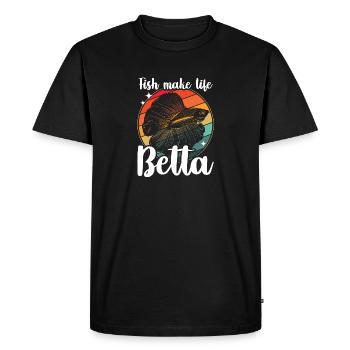 Fish Make Life Betta Siamese Fighting Fish - T-shirt Premium bio Homme - noir - Devant - Nico (187cm)