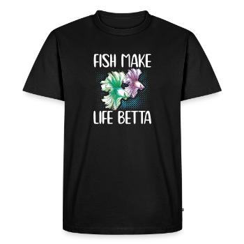 Fish Make Life Betta Siamese Fighting Fish - T-shirt Premium bio Homme - noir - Devant - Nico (187cm)